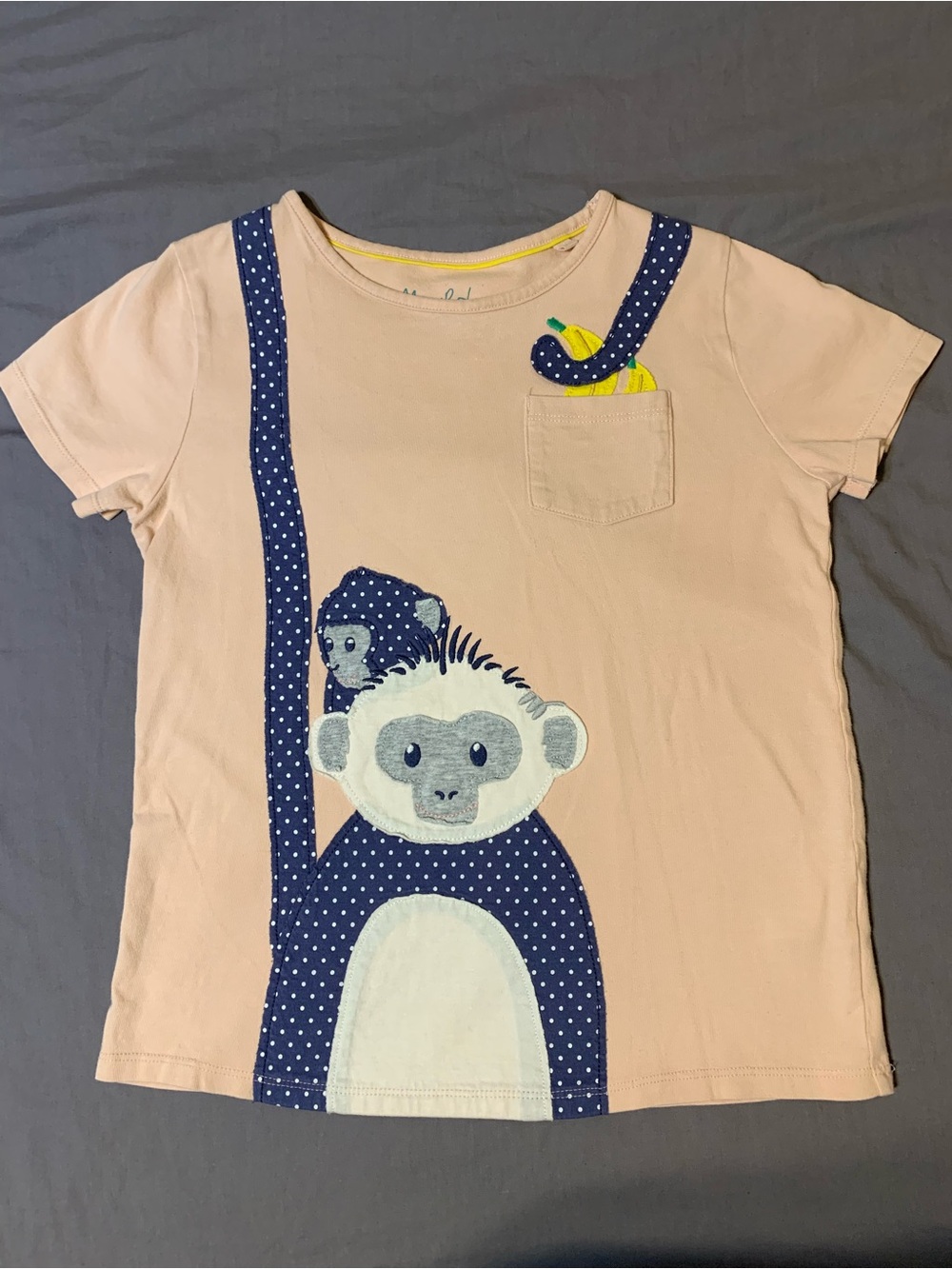 Mini Boden Peach T-Shirt with Yellow Neck Piping